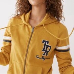 NEW True Religion Collegiate Zip Up Striped Hoodie